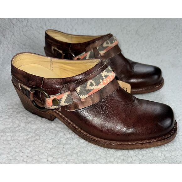 Bed Stu Triad Distressed Dark Brown Leather Harness Mule - Size 7.5 - X3 - Picture 1 of 11